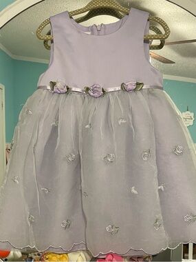 Bonnie Baby Lavender Organza Floral Party Dress